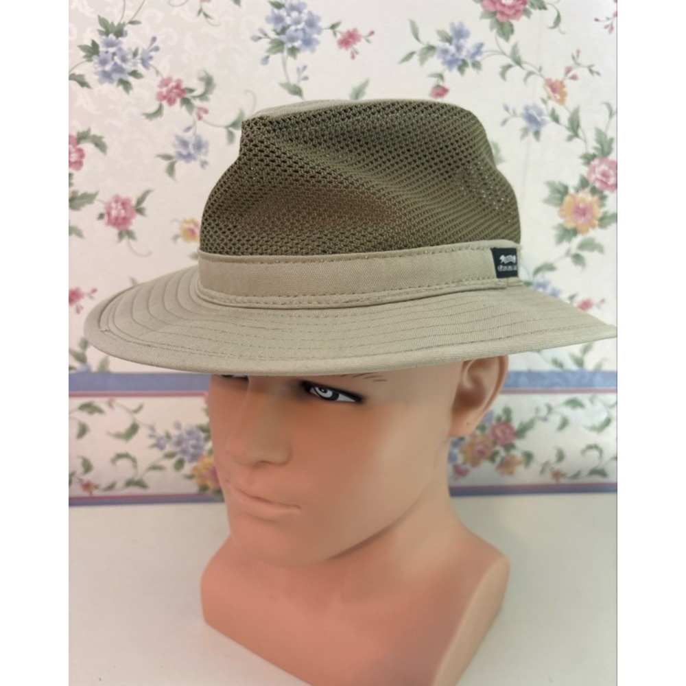 Panama Jack Mens Mesh Safari Fedora Hat Large Khaki Green Outdoor Sun Hat Large